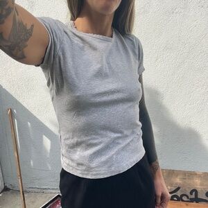 Vintage baby tee 90s y2k french connection gray xs s m 00s extra small to medium